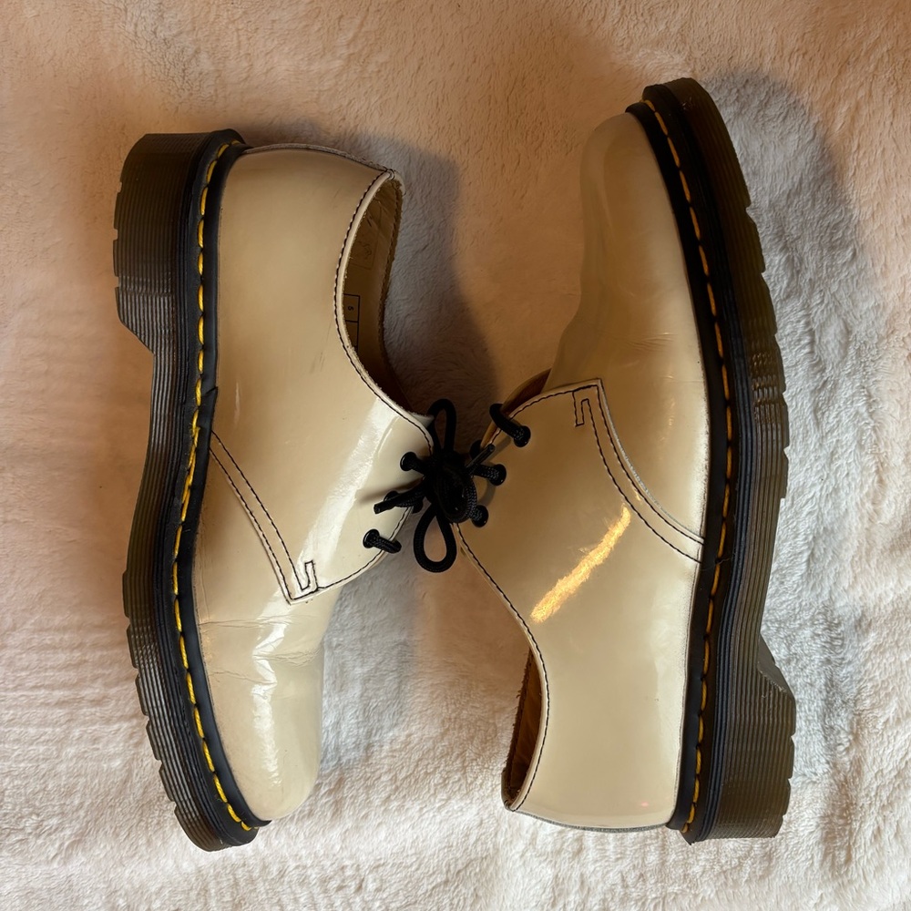 Cream Patent Leather Dr Martens